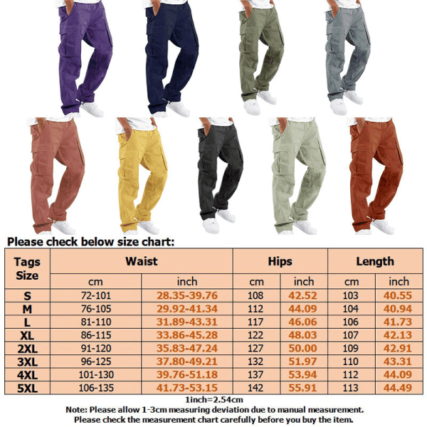 Mænds elastiske talje Loungewear ensfarvede bukser Orange S