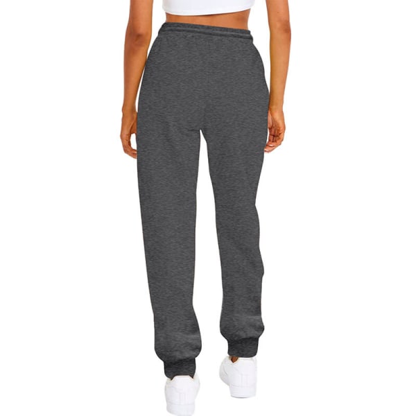 Kvinder ensfarvede bukser lige ben med lommer joggingbukser Dark Gray S