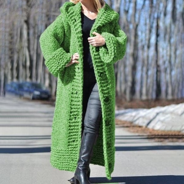 Naisten talven lämpimät neulepuserot Yksivärinen villapaita Green 2XL