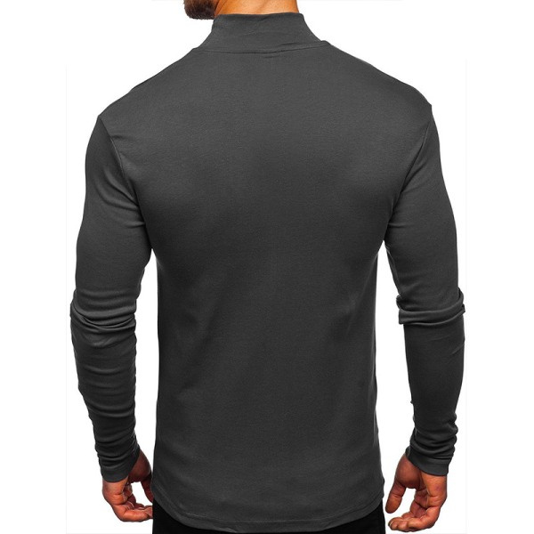 Miesten korkeakaulus Topit Casual T-paita Pusero Pullover Pusero Gray XL