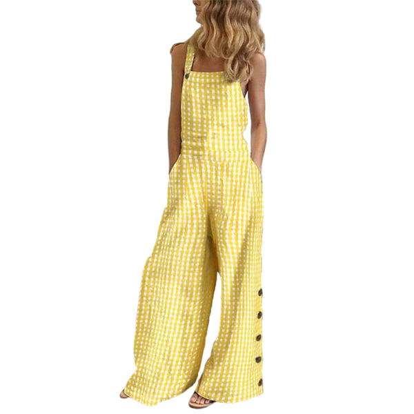 Dam Jumpsuit Bomull Linne Wide Leg Playsuit Rompers Overall 1#,3XL