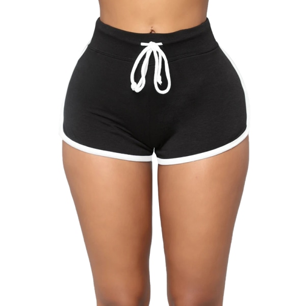 Damer Pure Color Sports Pants Hot Pants Yoga Beach Mini Shorts black,XL