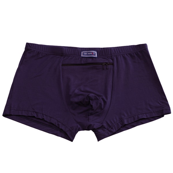 Mænd bomuldsbokserbukser Underbukser Undertøj Lynlåslomme Violet 3XL