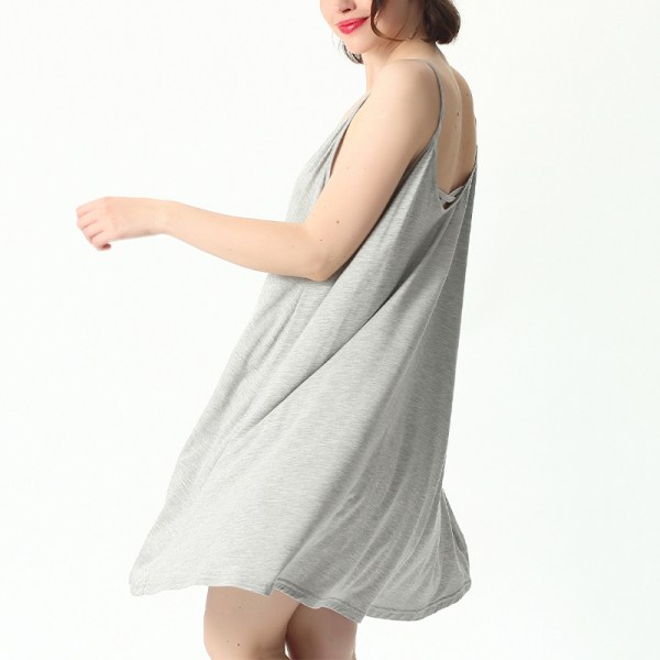 Kvinder ærmeløse natkjoler Scoop Neck Sleep Dress 1905 Light Gray 5XL