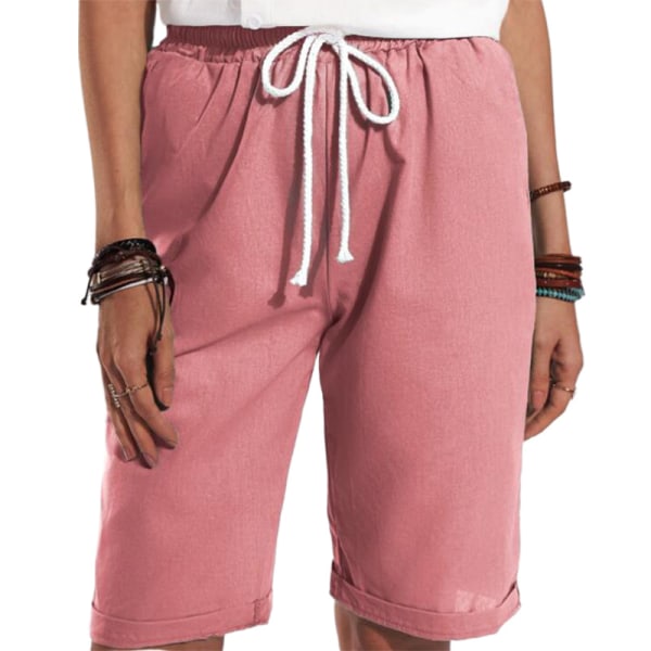 Kvinder Shorts Trunks Casual Løse Lige Ben Korte bukser Pink,3XL