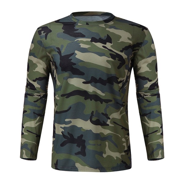 Herr Camouflage Scoop Neck Toppar Slim Fit Tactical Pullover Dark Green XXXXL