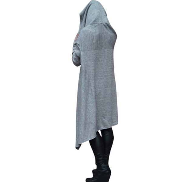 Långärmad tröja för kvinnor i enfärgade hoodies Light Grey M