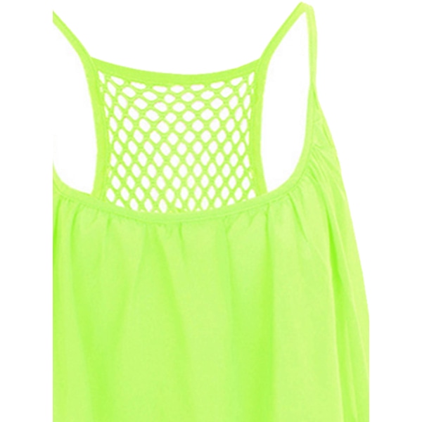 Kvinder Tankkjole Cover Up Mesh Patchwork Chiffonkjole med åben ryg Fluorescence S