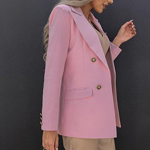 Affärsjackor med öppen front för kvinnor Dubbelknäppt ytterkläder Pink M