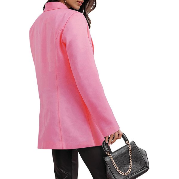 Kvinder langærmet business jakker ensfarvet cardiganjakke Pink XXL