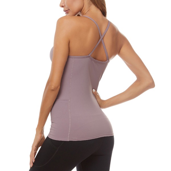 Naisten jooga hihaton Camisole Fitness paita riimu takaisin purple,L