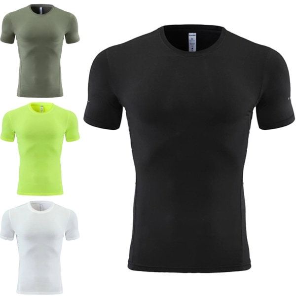 Enfärgad t-shirt för män kortärmad träning Black S