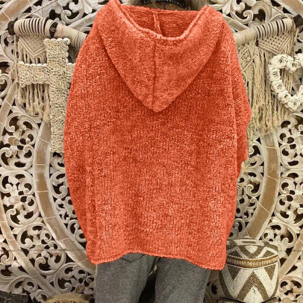 Dam Winter Warm Hoodie Sweater Rak Hem Pullover Orange XL