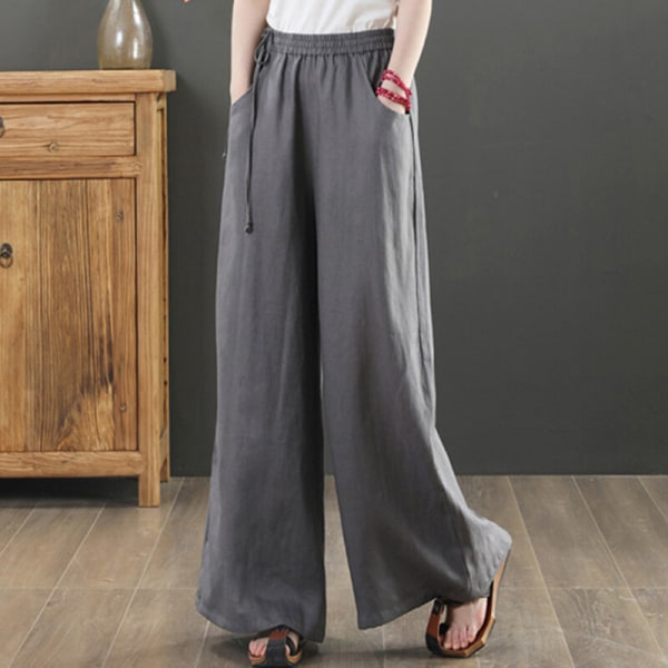 Naisten korkeavyötäröiset loungevaatteet, suoralahkeiset housut Gray 2XL