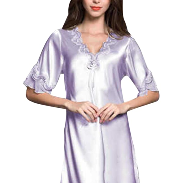 Dame silke blonder hjemme bære sexet pyjamas Light purple,L