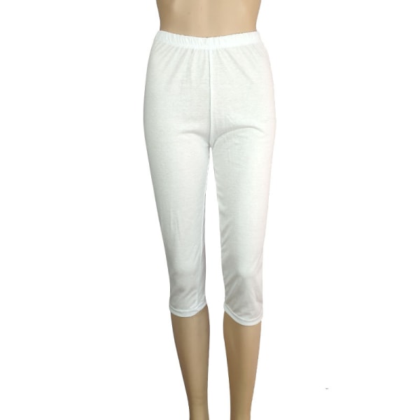 Naisten Skinny Leggings Matalavyötäröiset Capri-housut White 2XL