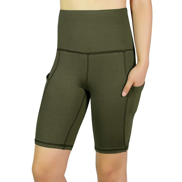 Yoga-tights med høj talje til kvinder med løbebukser til gymnastiksal Army green,L