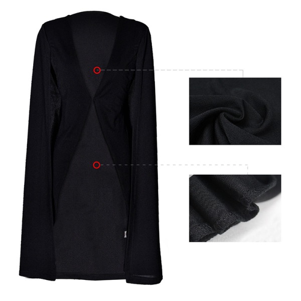 Naisten casual avoin etuviitta viitta Trench Duster takki pitkä Black,4XL