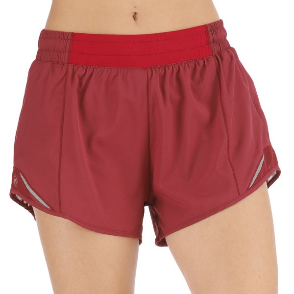 Kvinders sportsshorts løse mid-talje fitnessbukser yoga shorts red,L