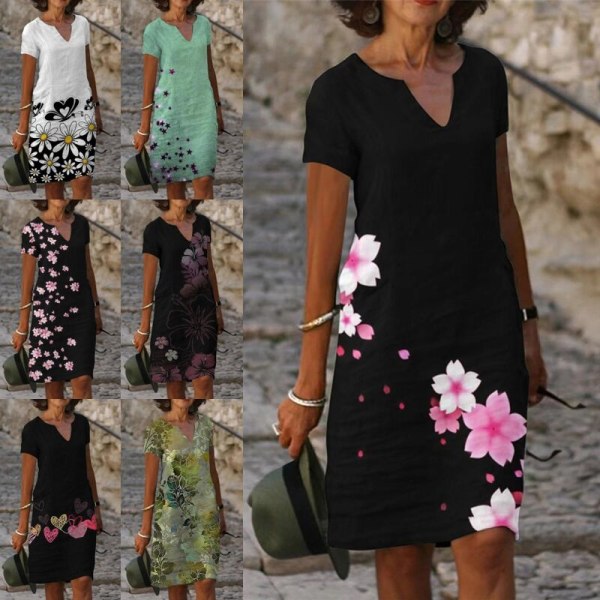 Korte kjoler til kvinder Strandsolkjoler Minikjoler Behagelig ferie Black S