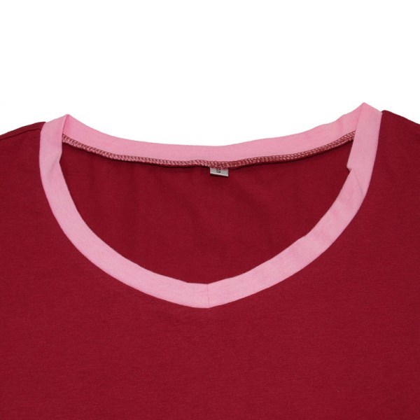 Kvinder Nattøj Kjole Casual Lang T-shirt Toppe Nightie Pyjamas Claret,S