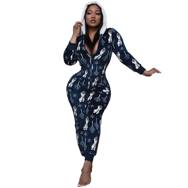 Kvinnor Jul Xmas Jumpsuit Romper Byxor Bodycon Byxor Dark Blue L