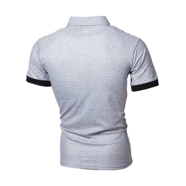 Herre Polka Dots T-shirt Button Shirts Lapel Neck kortærmet Ljus Grå 3XL