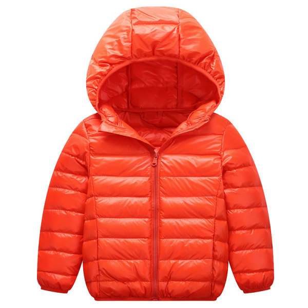 Pojke Hooded Neck dunjackor Enfärgad med fickor Ytterkläder Orange 100cm