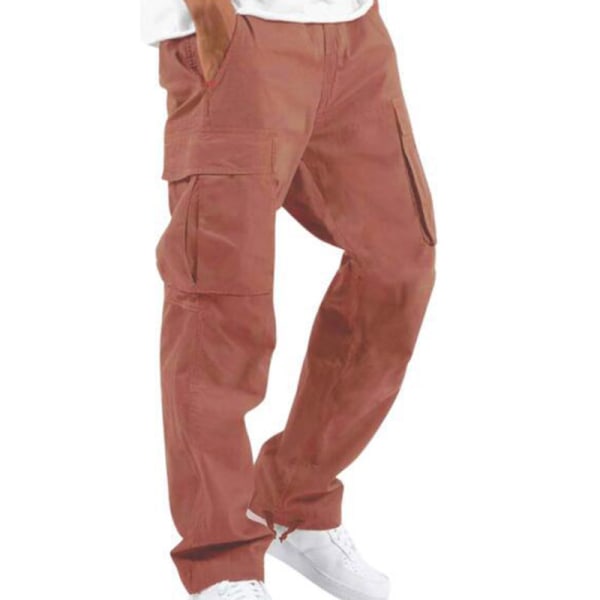 Mænds elastiske talje Loungewear ensfarvede bukser Red 5XL
