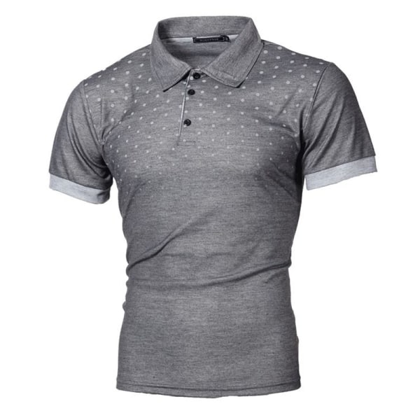 Herre Polka Dots T-shirt Button Shirts Lapel Neck kortærmet Mörkt Grå 3XL
