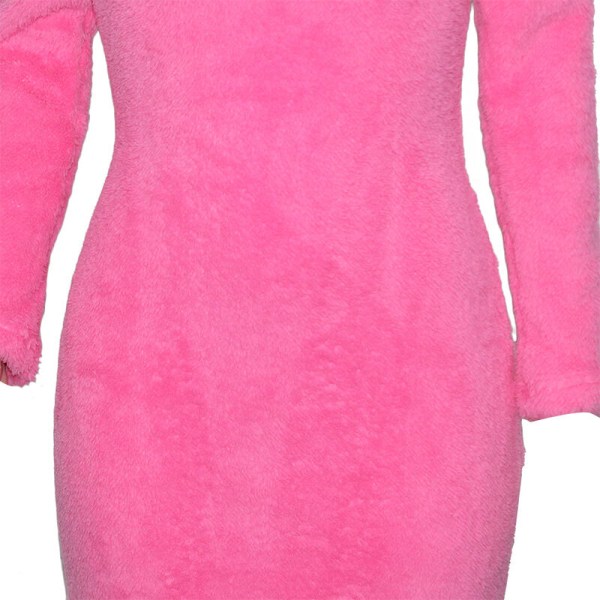 Langærmede maxikjoler til kvinder, trøje afslappet kjole med rund hals Pink 2XL