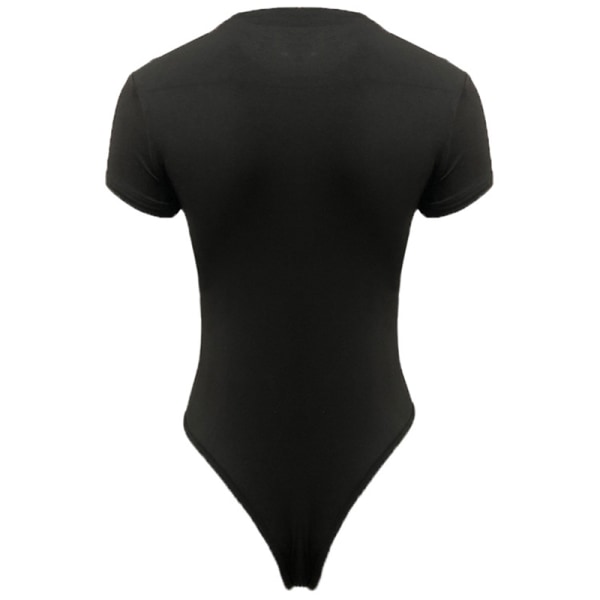 Kvinnor Enfärgad Jumpsuit Crew Neck T-shirt Bodysuit Black S