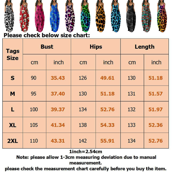 Dam V-ringad Summer Beach Sundress Cami Long Dress 103 M