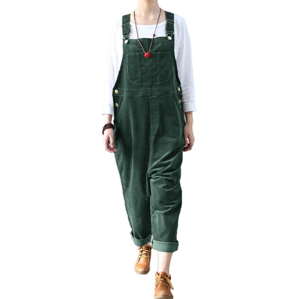 Naisten casual haalari, suorat housut, keskivyötäröiset taskuhousut Green,4XL