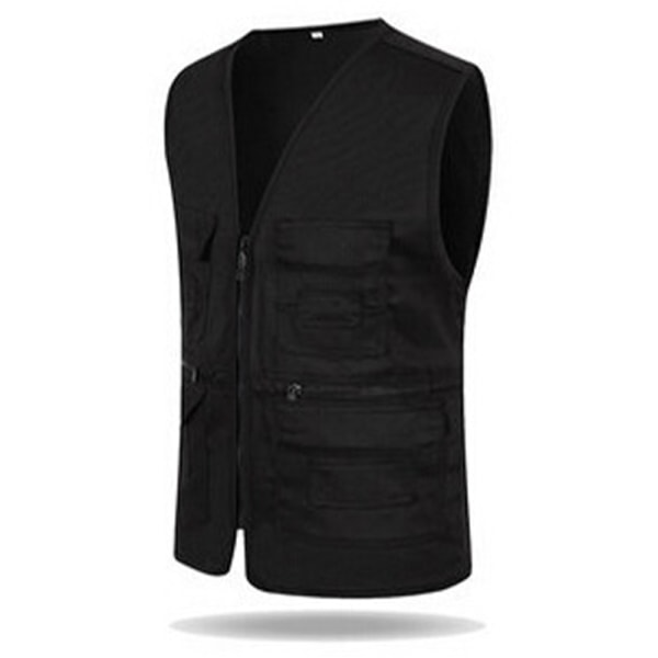 Naisten koko vetoketjullinen takki V-kaula Cargo Vest Black L