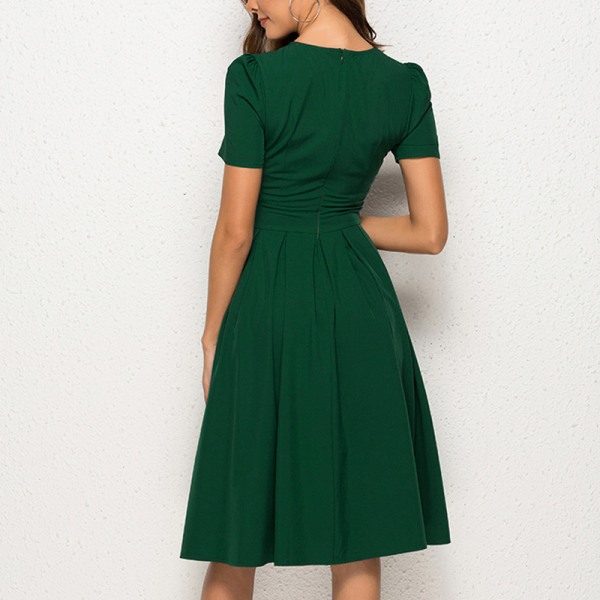 Naisten Swing Midi Dress Tunika A-linjaiset mekot Dark Green 2XL