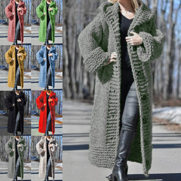 Kvinder Vinter Varme striktrøjer Ensfarvet sweater Green 4XL