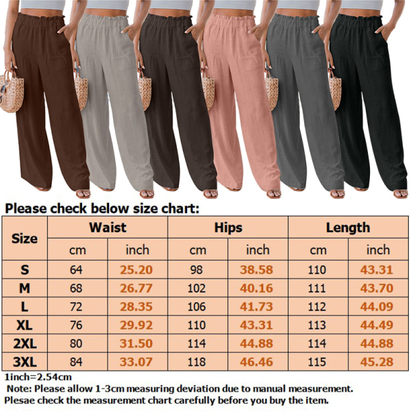Naisten leveälahkeiset housut keskivyötäröllä Black XL