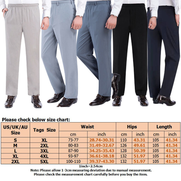Herre med lommer Loungewear ensfarvede bukser Light Grey 2XL