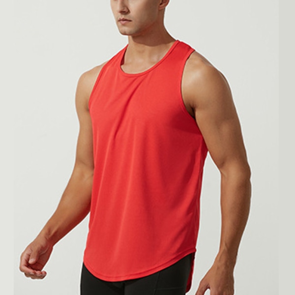 Herr atletisk T-shirt enfärgade skjortor Bodybuilding Workout Röd XL