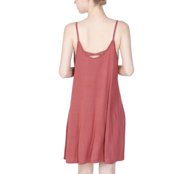 Kvinder ærmeløse natkjoler Scoop Neck Sleep Dress 1905 Brick Red 4XL