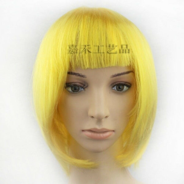 Köp Women Short Straight Hair Full Wigs Cosplay Party Bob Hair Wig Yellow |  Fyndiq