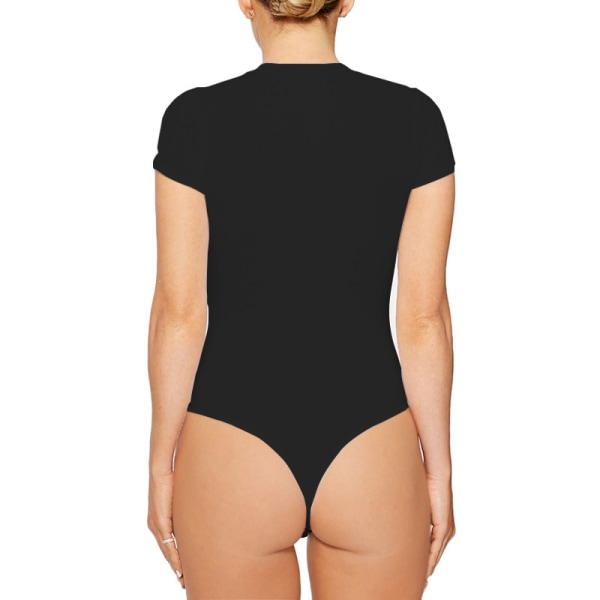 Kvinnor Enfärgad Jumpsuit Crew Neck T-shirt Bodysuit Black L