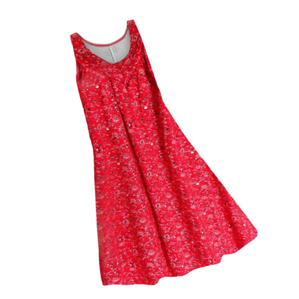 Kvinnor ärmlösa korta miniklänningar Printed väst kjol sommar Red 3XL