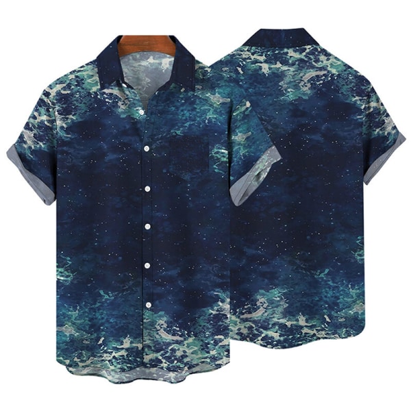 Kortärmad t-shirt för män sommarskjortor med lapelhals 19# XL