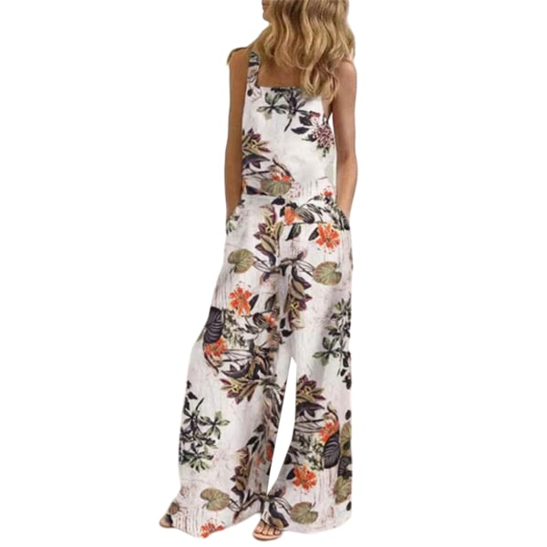 Dam Jumpsuit Bomull Linne Wide Leg Playsuit Rompers Overall 11#,3XL
