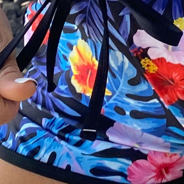 Naisten aurinkosuoja, kukkainen uimapuku, 2-osainen ihottuma Svart XL