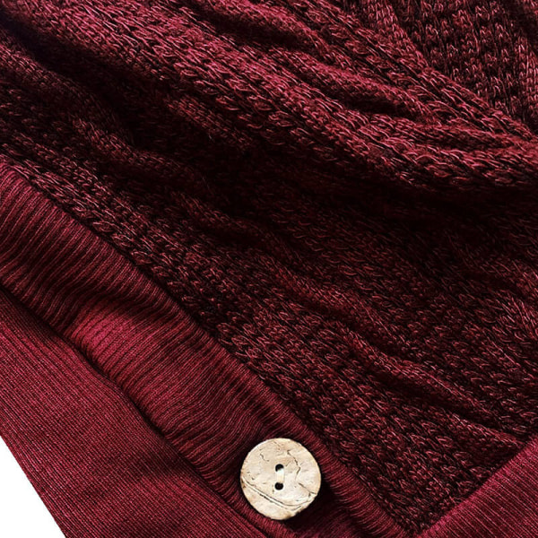 Dam Cowl Neck Pullover Oregelbunden fåll Vintage stickade tröjor Claret 5XL