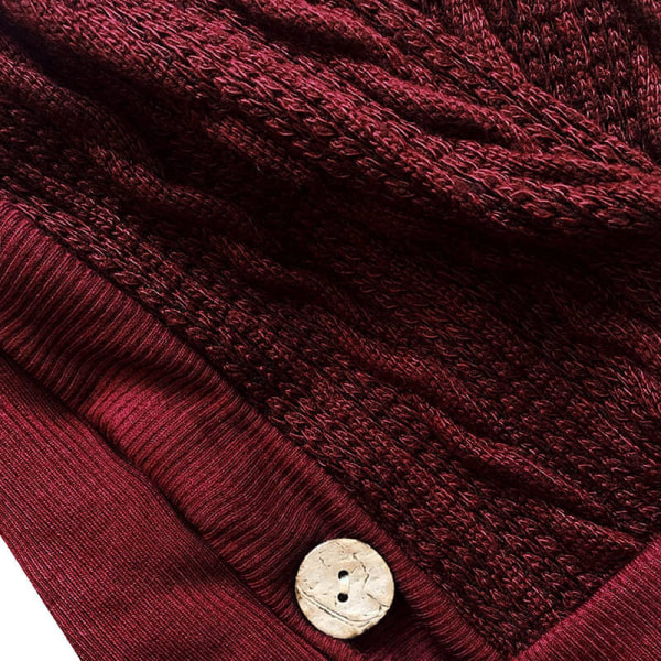 Dam Cowl Neck Pullover Oregelbunden fåll Vintage stickade tröjor Claret XL