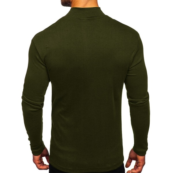 Mænd højkrave Toppe Casual T-shirt Bluse Pullover Sweatshirt Army Green L